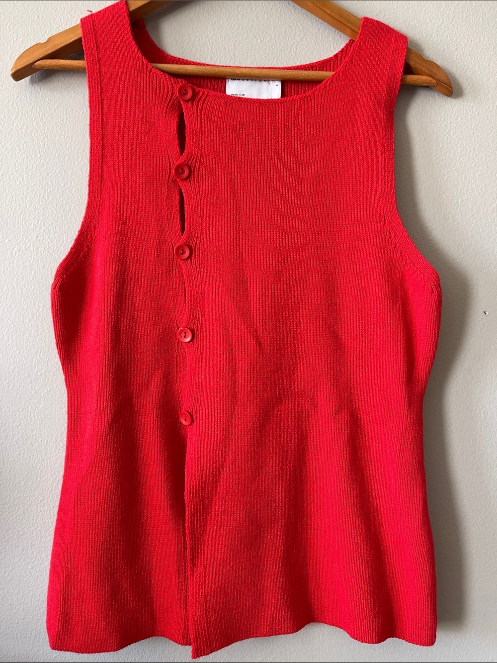ASOS Red Sleeveless Button-Front Knit Tank